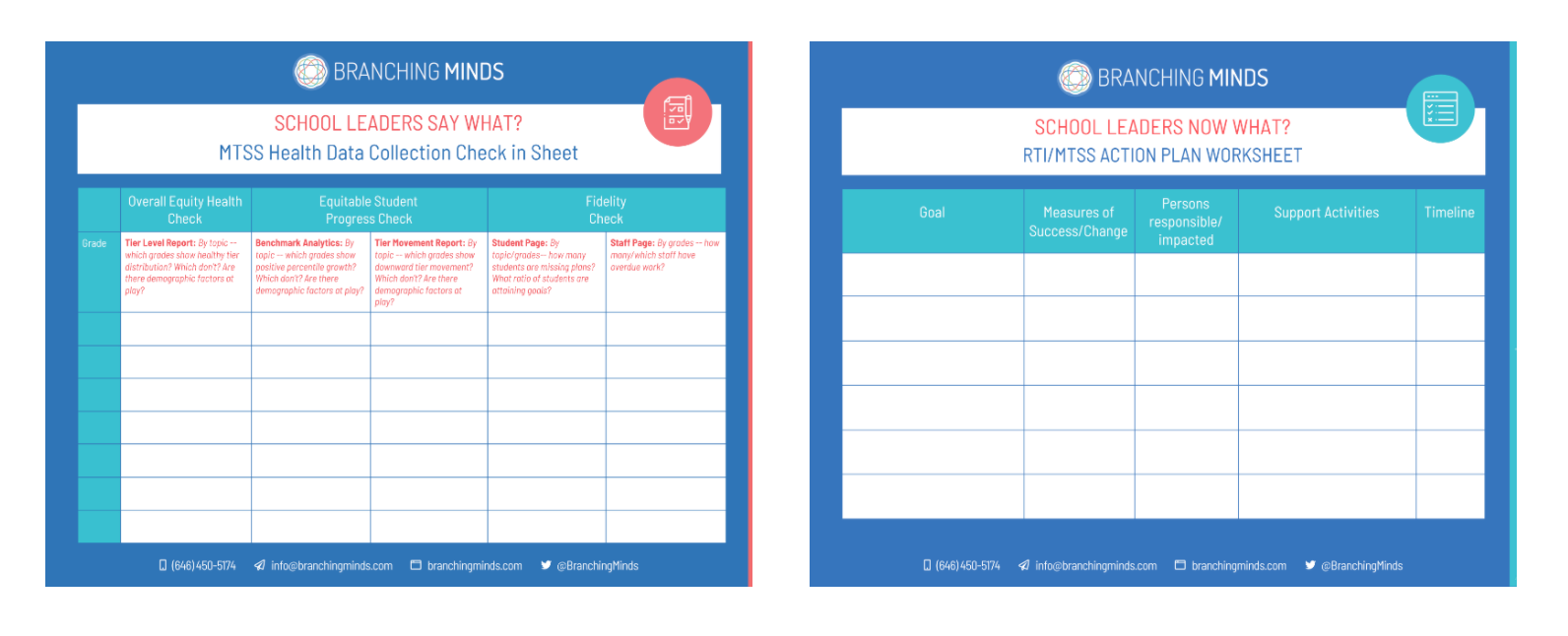 MTSS Health Data Collection Worksheet + RTI/MTSS Action Plan Worksheet